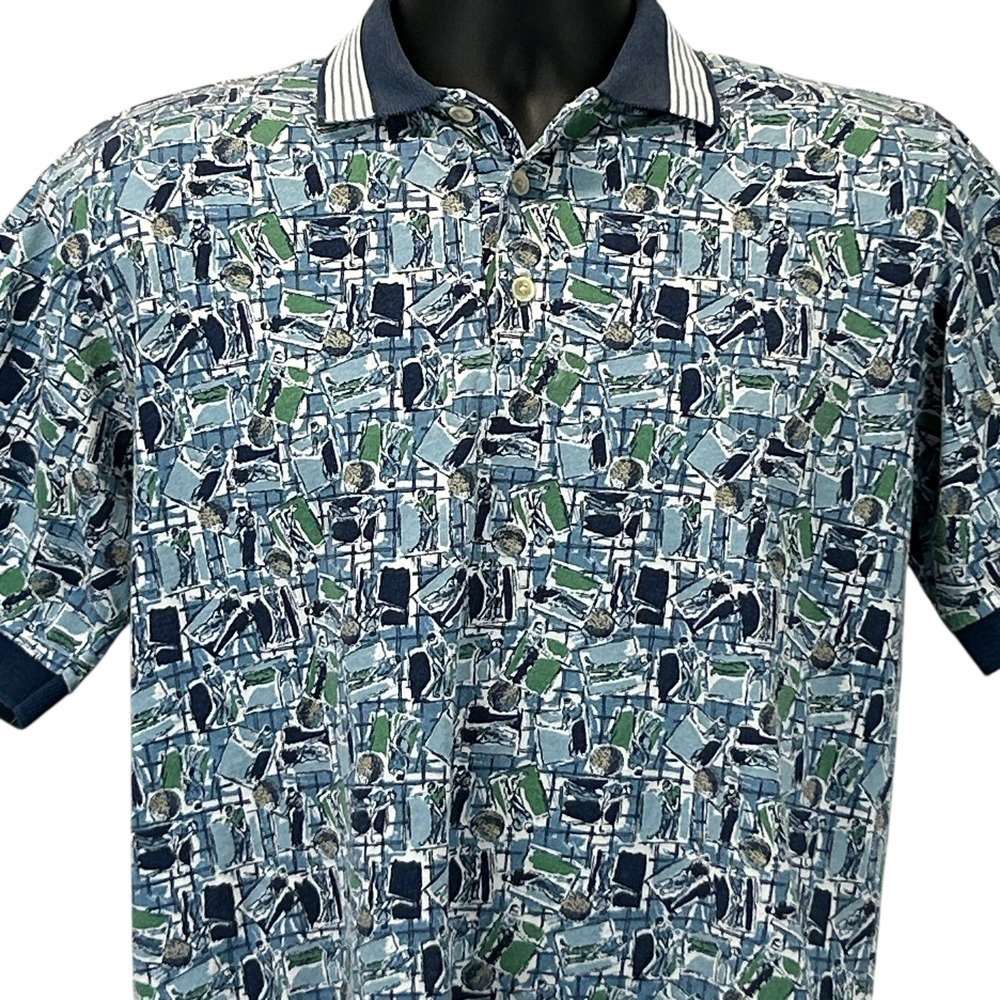 Vintage 90s Chip Beck Golf Polo Shirt S Small Blue Golfer Golfing Short Sleeve